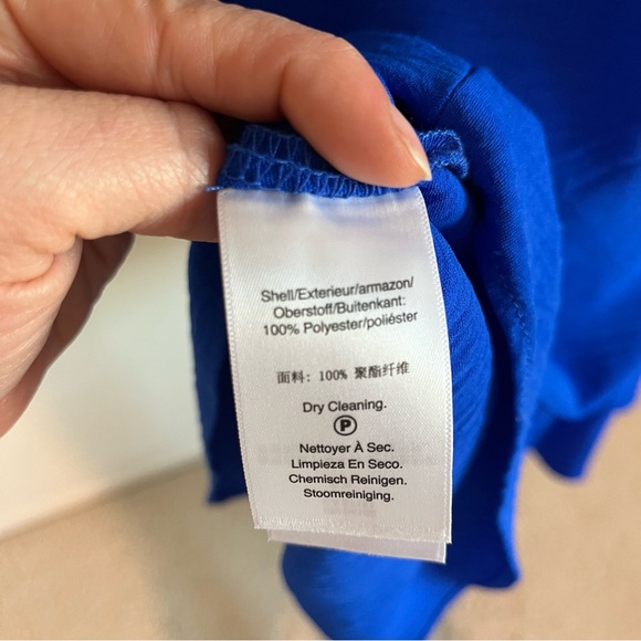 DKNY blue short-sleeve flutter-hem trapeze dress in 100% polyester Size 2 - Picture 5 of 7